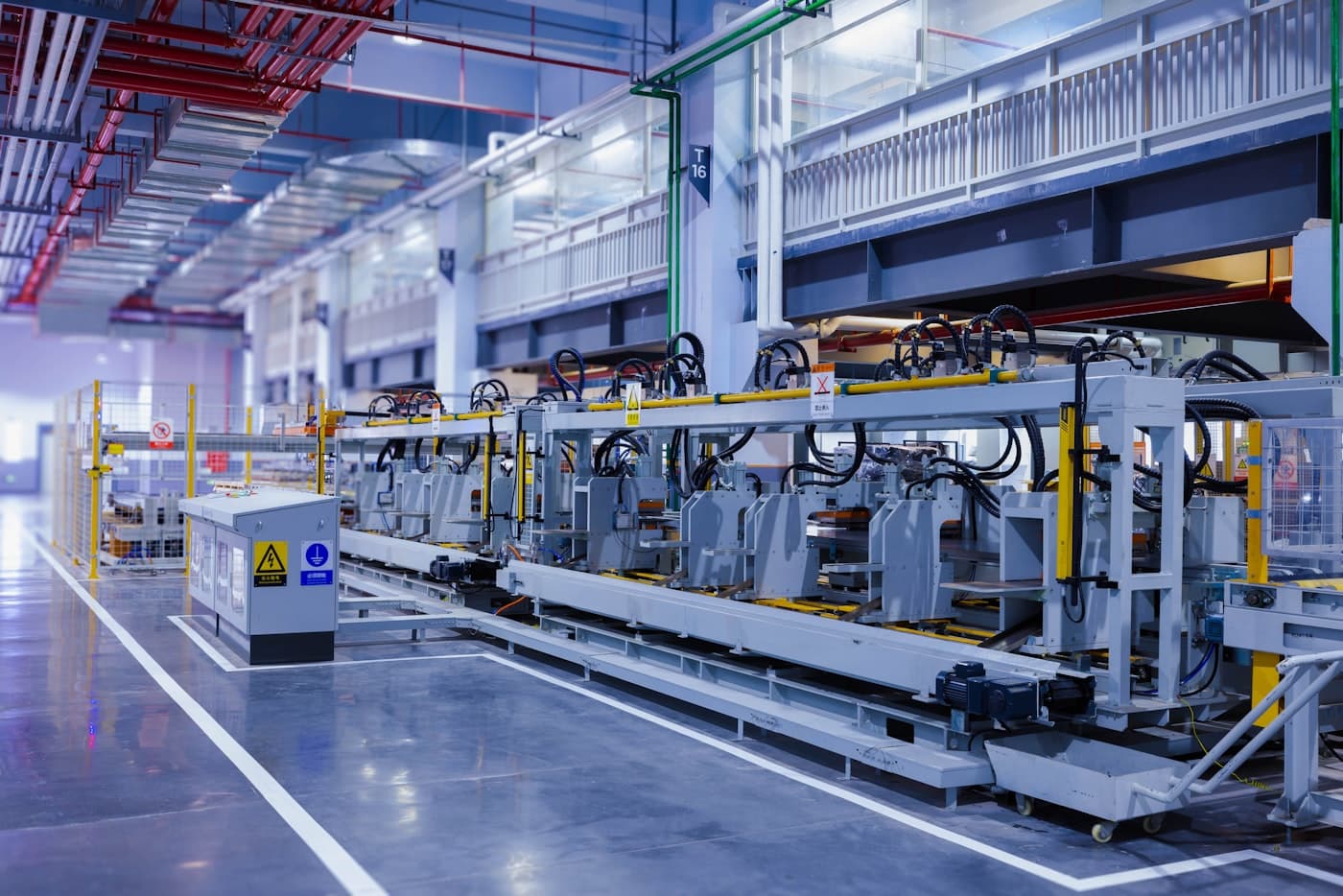 Production machinery on the floor of a modern industrial plant